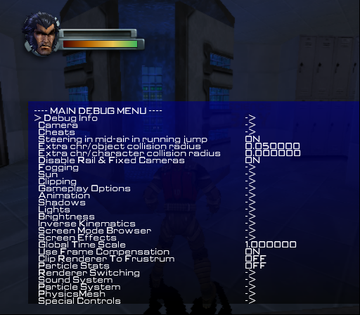 The main debug screen. Unfortunately you cannot move through options in this menu. The main debug screen. Unfortunately you cannot move through options in this menu.