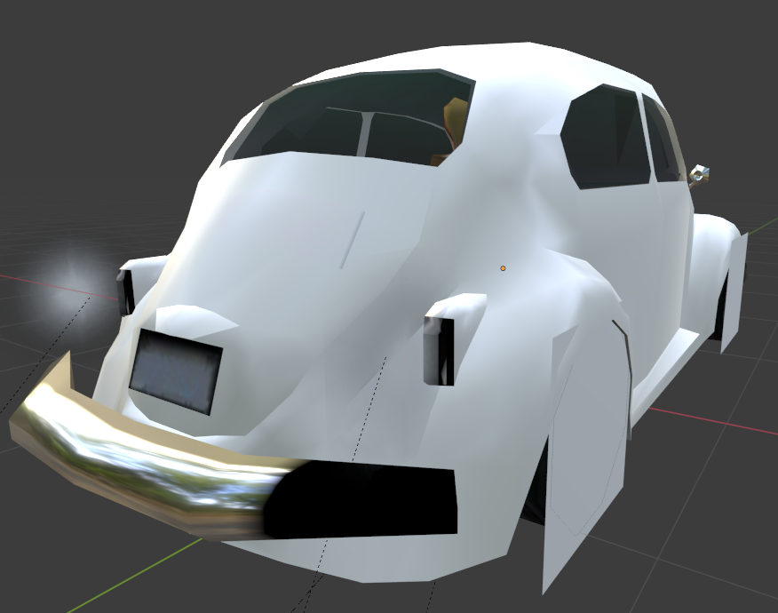 Rear quarters view of the model.