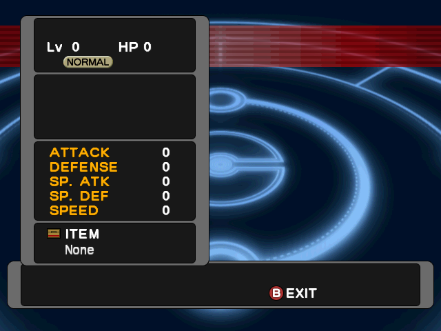 An empty info screen with no requirements or listed Pokémon. An empty info screen with no requirements or listed Pokémon.
