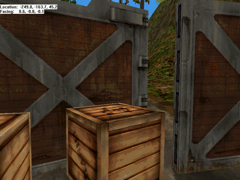 Using boxes to either jump over or slowly push open the gate is an alternative method. Using boxes to either jump over or slowly push open the gate is an alternative method.