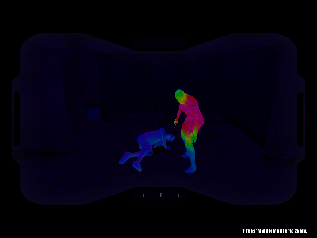 Same as before, but the dead NPC has been dead for a while. He is no longer producing any heat.