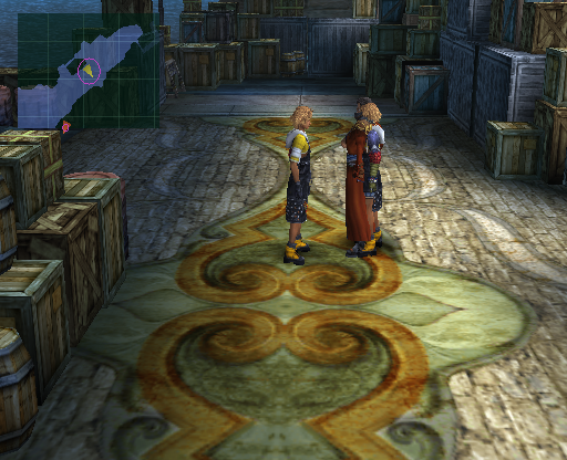 Tidus and Auron occupying the same space on Dock 5. Tidus and Auron occupying the same space on Dock 5.