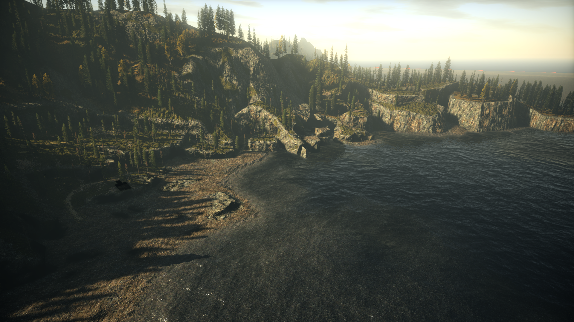 Shoreline with a carved level layout Shoreline with a carved level layout