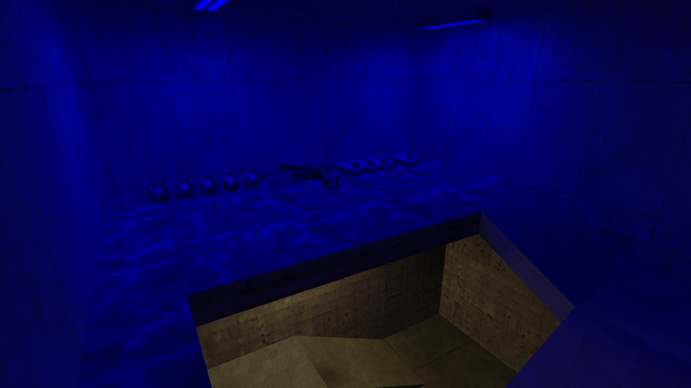 This vantage shows the upstairs of the Blue Room, where a Crossbow and several medkits and HEV Batteries are located.
