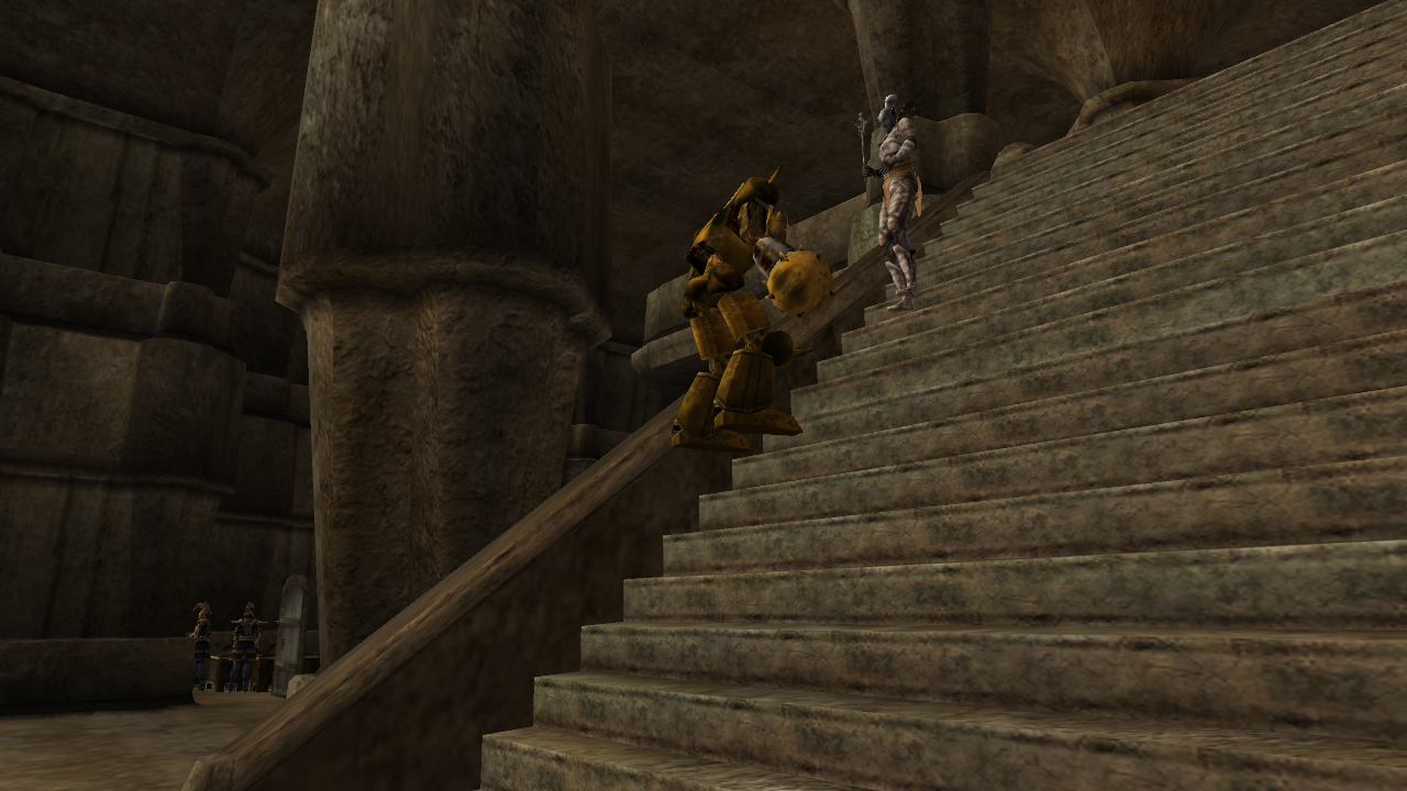 One of the many enemies encountered in the test cell. Todd's Super Tester Guy will automatically attack as soon as he sees a creature. Probably done for testing Guard AI. One of the many enemies encountered in the test cell. Todd's Super Tester Guy will automatically attack as soon as he sees a creature. Probably done for testing Guard AI.