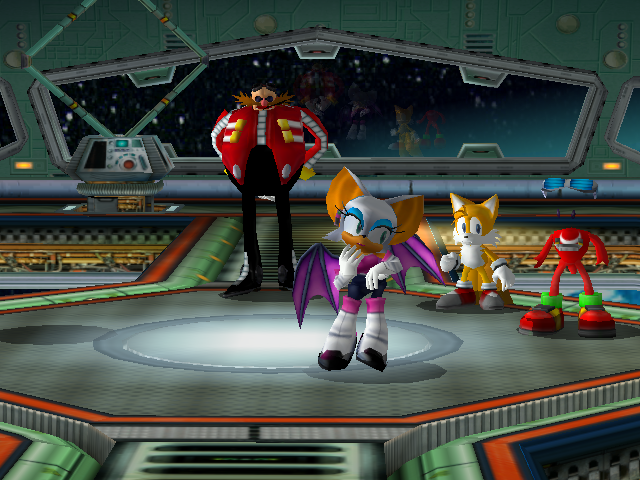 E0210. Knuckles' glove upgrades are present in the data, but never render in this scene. E0210. Knuckles' glove upgrades are present in the data, but never render in this scene.