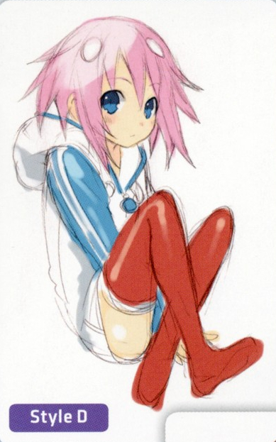 Her eyes are blue again, but she now wears her trademark Parka. However, her parka has blue sleeves and blue accents on her hoodie, and her socks are orange.