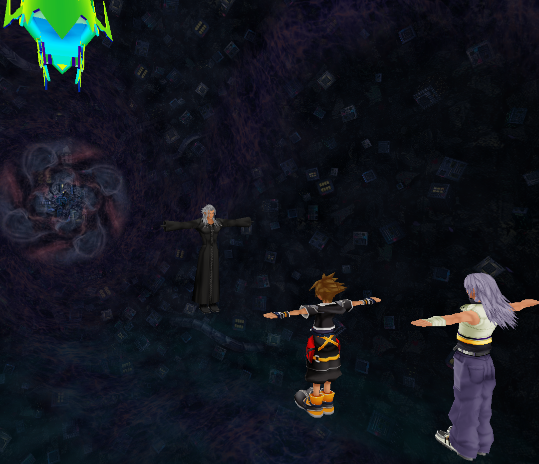 Sora, Riku, and Xemnas spawn Sora, Riku, and Xemnas spawn