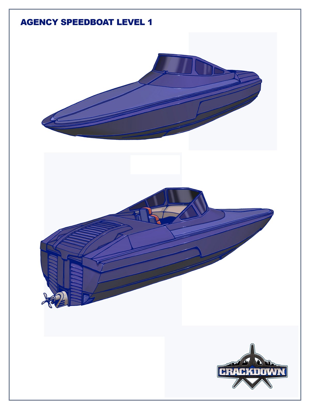 Concept art of an Agency Speedboat.