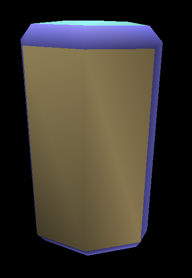 This wall sign, however, was shown in a bit of footage of Act 3. The center part has three arrows pointing up, and has a blue rim along the sides of the yellow part. Used in Acts 1 and 3.