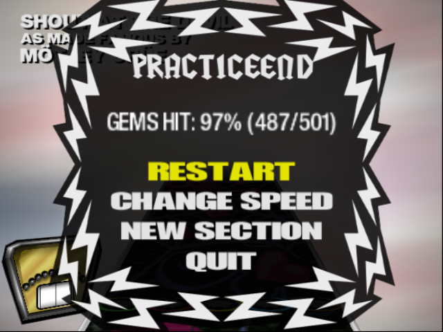 The practice end screen. The practice end screen.