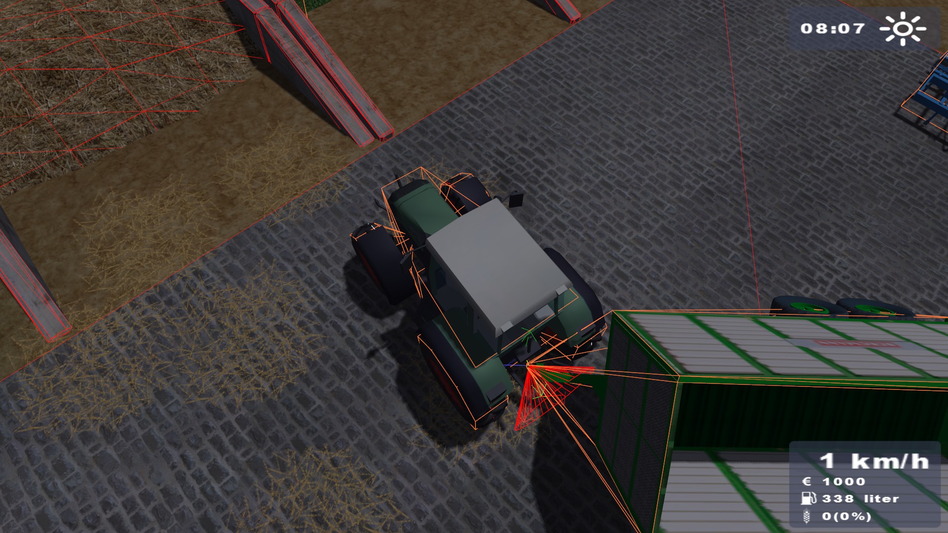 The trailer's odd collision shape, resulting in the said abnormal behavior