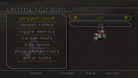 The main Tools list.