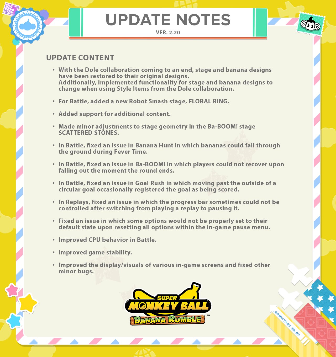 Official Version 2.20 patch notes