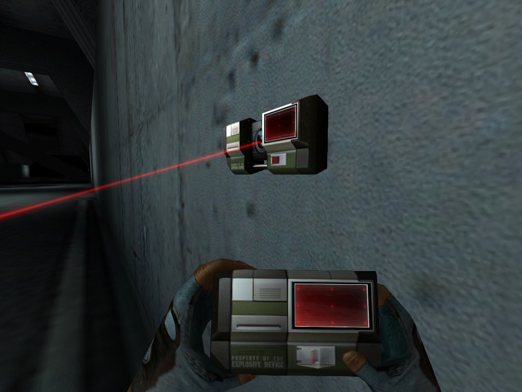 Trip Mine in roaming mode. Note that the beam is pointed down.