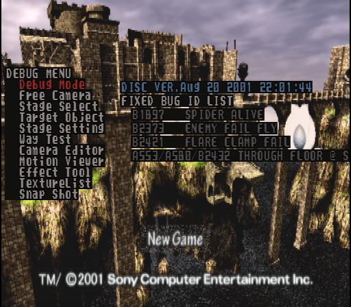 200px|The US version running the debug menu.