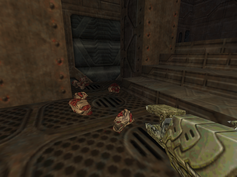 The fleshy gibs created when his body is blown up. The fleshy gibs created when his body is blown up.