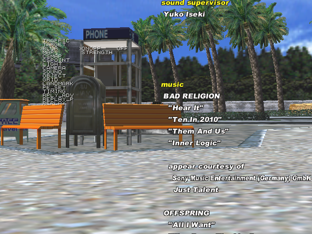 Blur turned off. Note the effect this has on the black credits bar.