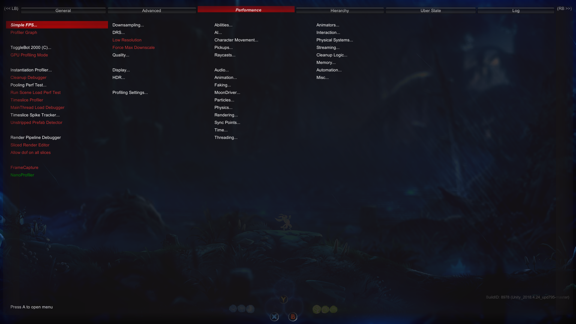 Performance tab Performance tab