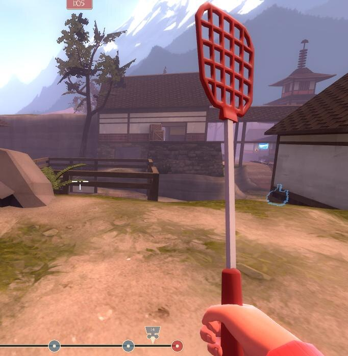 First person view of the Soldier wielding the Stratonic Swatter.