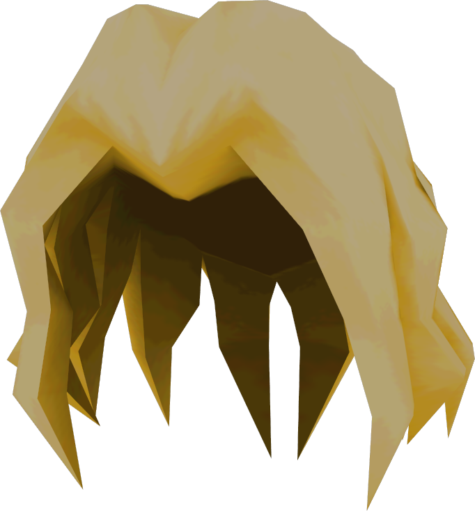 A wavy blonde wig. A wavy blonde wig.