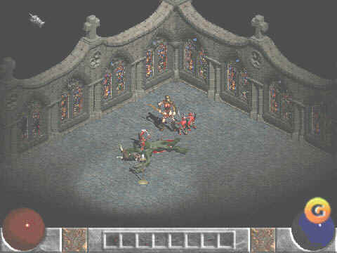 A very old screenshot, with some nice stained glass windows that didn't make it into the final game.