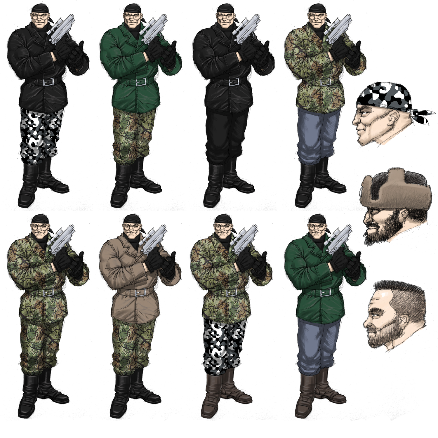 Concept art of male Volk mercenaries.