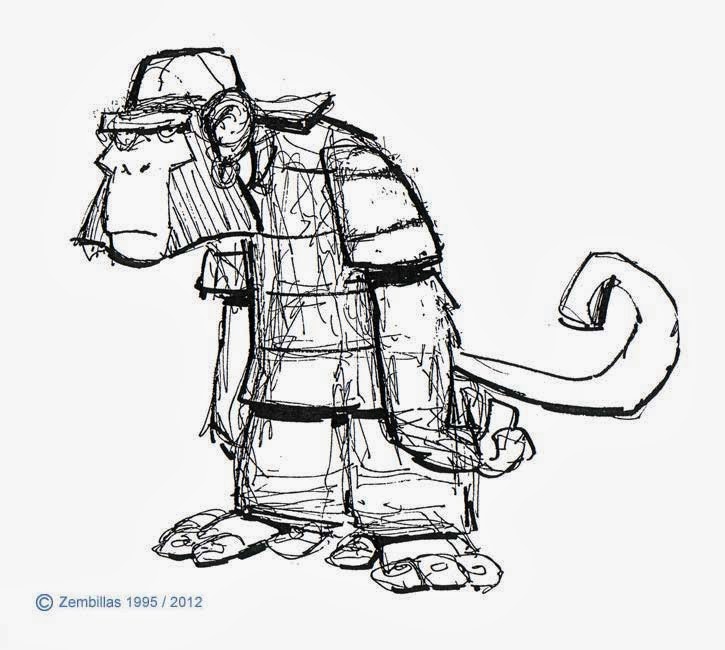 Sketch of a thugged out monkey. Sketch of a thugged out monkey.