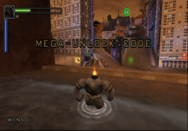 The message displayed when turning on MEGA-UNLOCK CODE. This cheat unlocks everything.