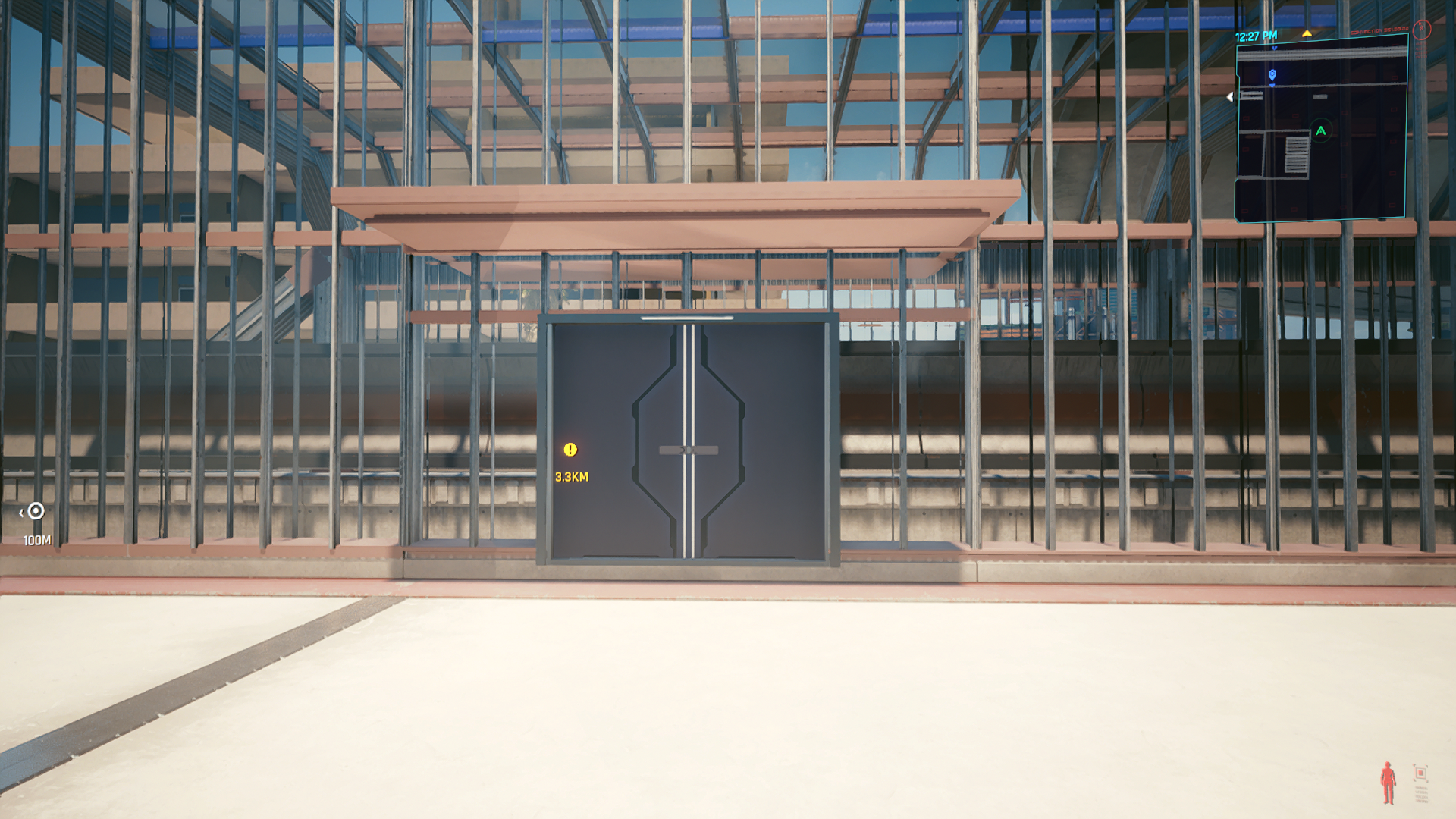 Shaded doors in the side of the glass station canopy Shaded doors in the side of the glass station canopy