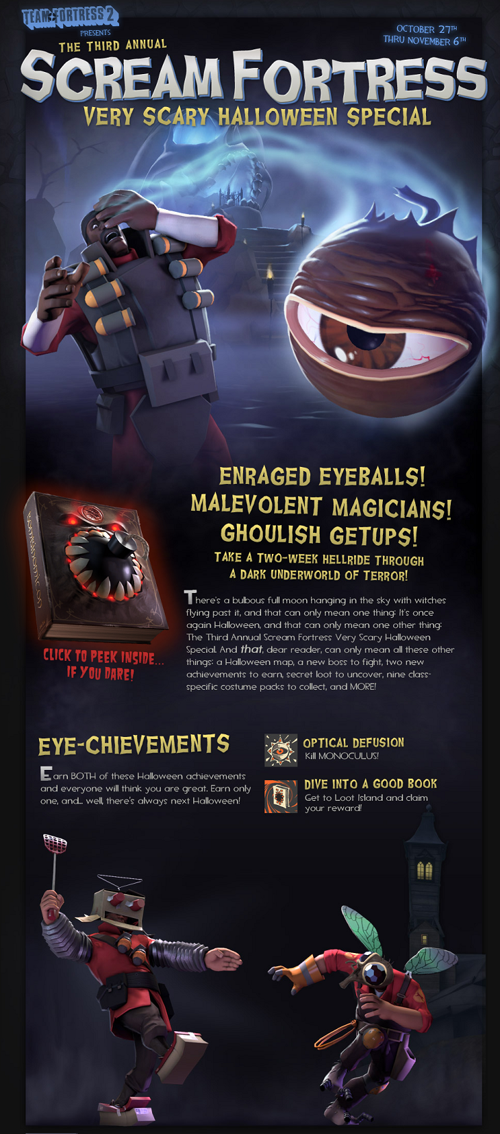 Very Scary Halloween Special update page, showing the Soldier wielding the Stratonic Swatter at the very bottom of the page.