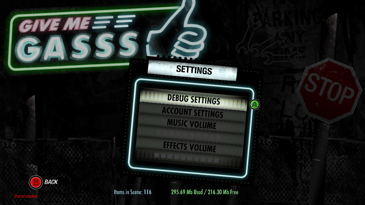 Debug Settings button Debug Settings button