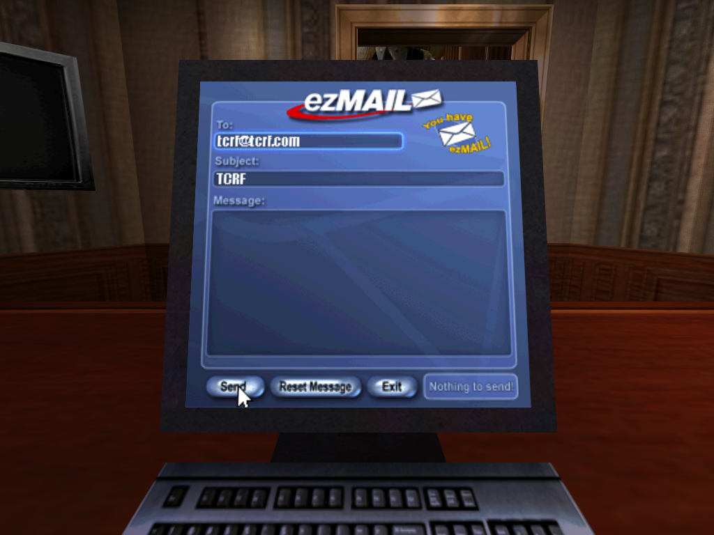 Error message that appears if you send an email without a message.