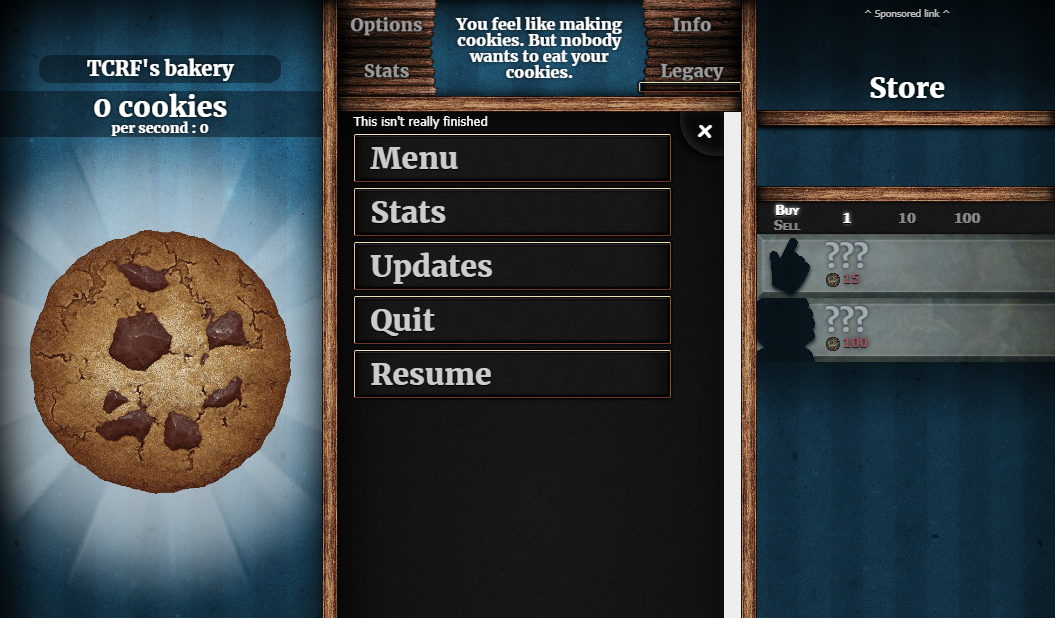 Unfinished Main Menu Unfinished Main Menu
