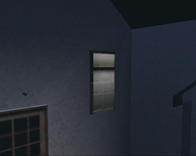 A light behind the back window of the house next to Clint's. A light behind the back window of the house next to Clint's.