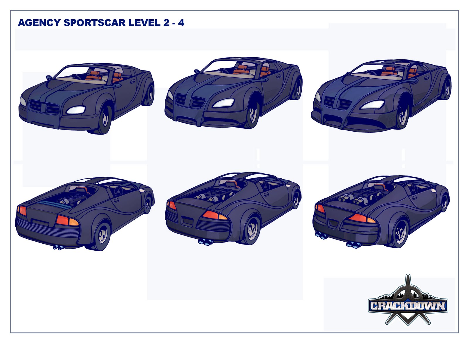 Drafts of the Agency Supercar levelling up.