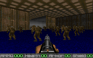 ...a massive army of Imps, walking in place in unison, waiting for the player to fall from the hole above. ...a massive army of Imps, walking in place in unison, waiting for the player to fall from the hole above.