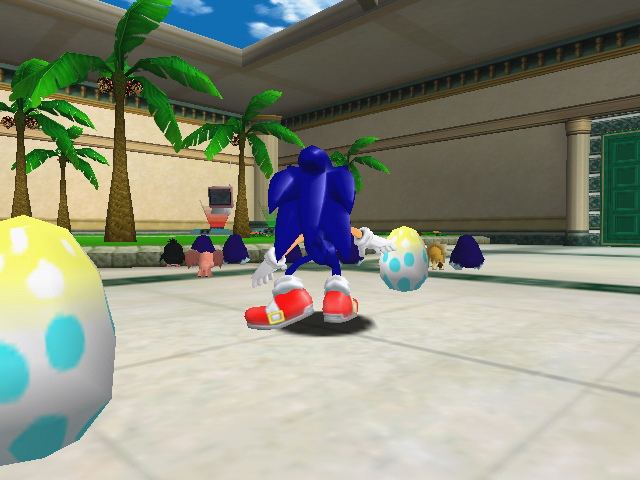 How a player typically spawns in the garden. How a player typically spawns in the garden.