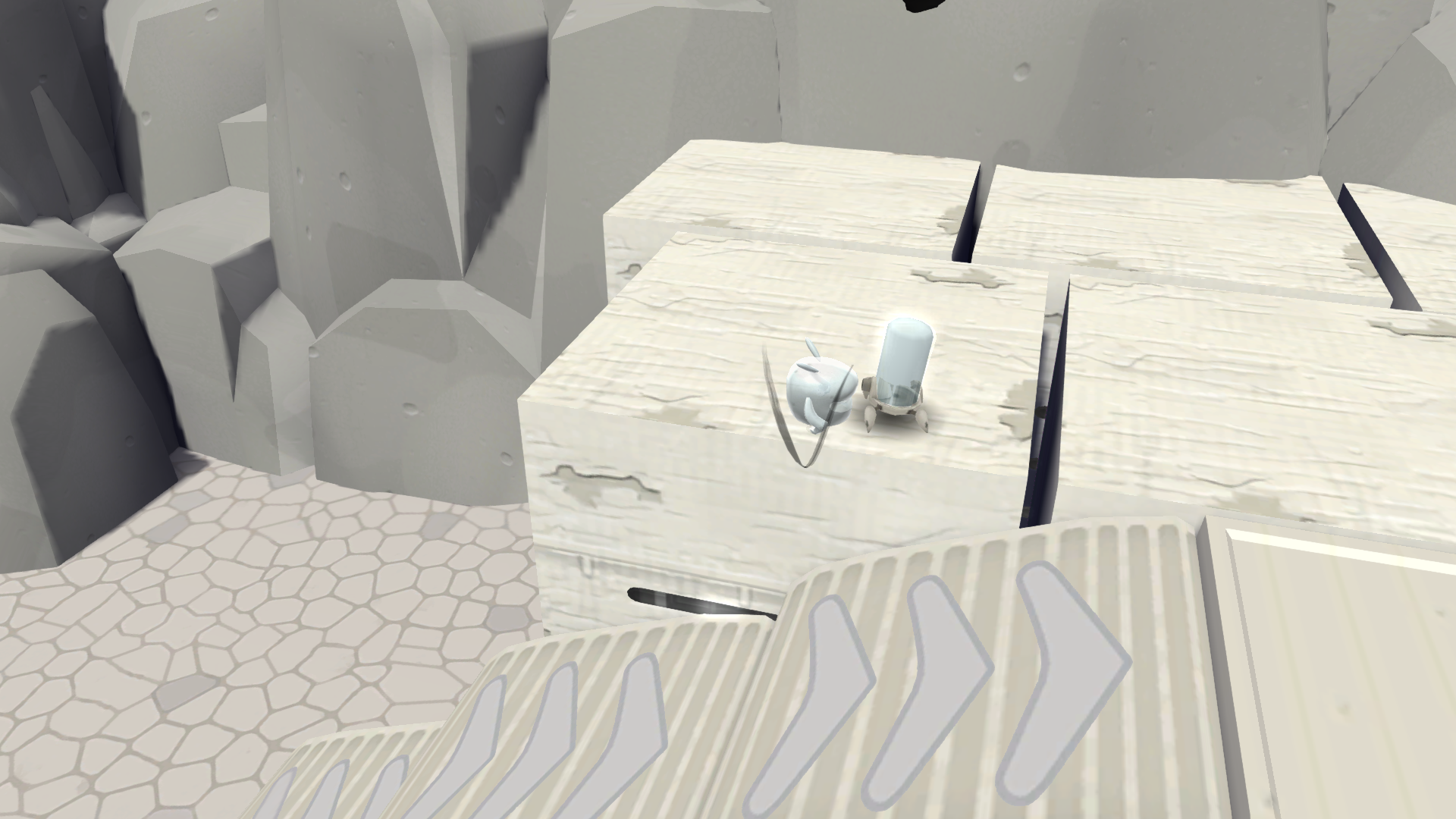 A Clear Paintbot, the default state for Paintbots found in the turf war-style multiplayer maps.