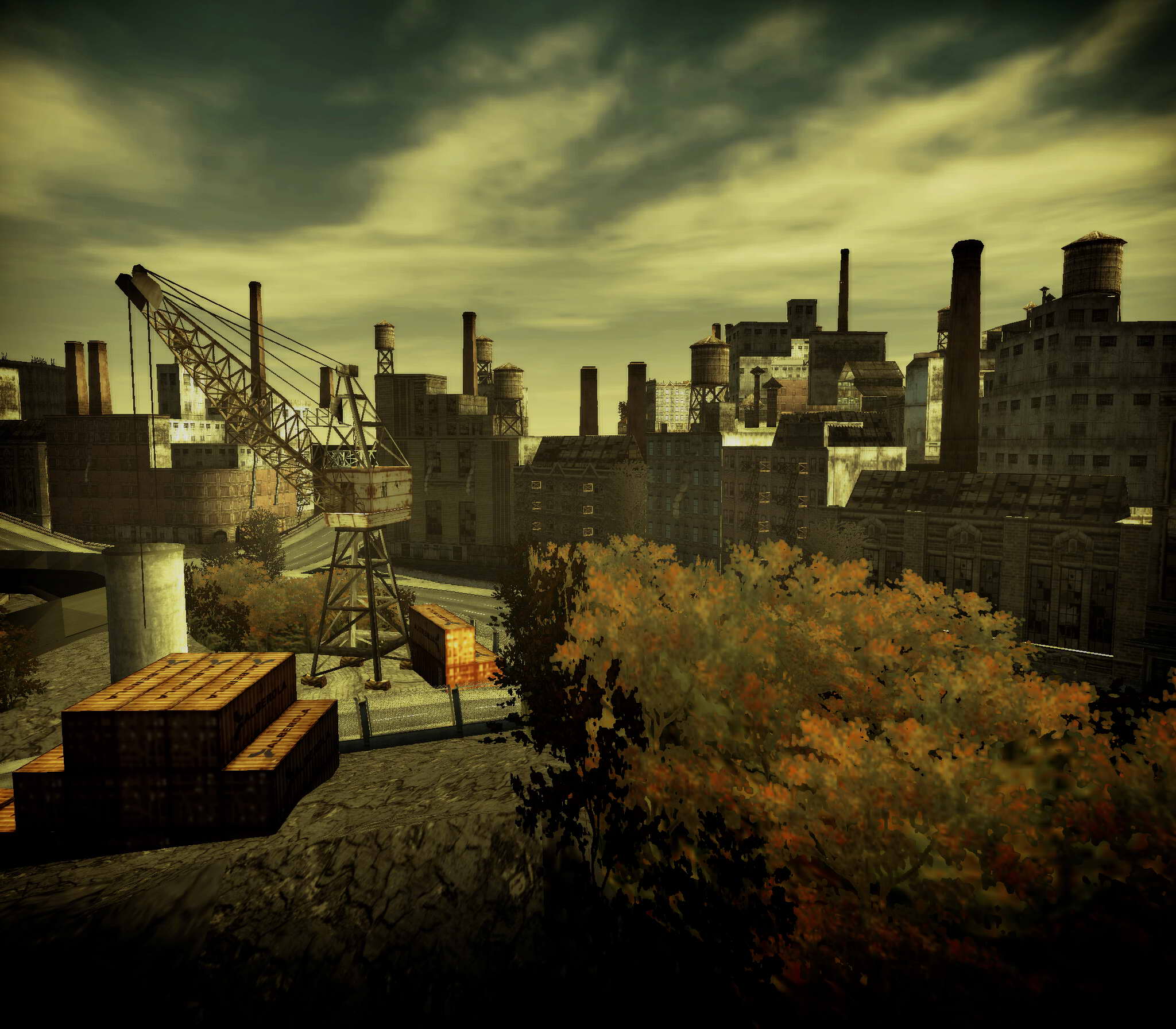 What appears to be an early version of Point Camden industrial buildings.