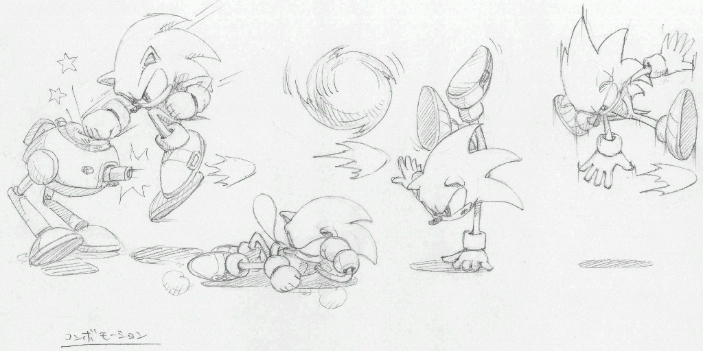 Sonic avoiding and then attacking an enemy.