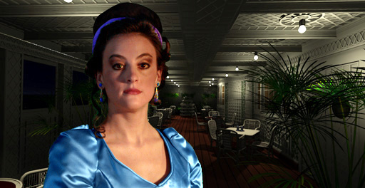 Lady Georgia always wears a fur coat in the final version, and never shows up in the Cafe Parisien. Lady Georgia always wears a fur coat in the final version, and never shows up in the Cafe Parisien.
