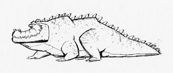 Sketch of a scrapped crocodile enemy (This was later used in Warped) Sketch of a scrapped crocodile enemy (This was later used in Warped)