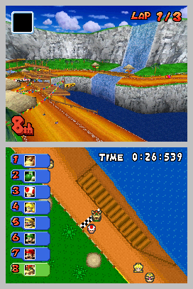 Yoshi Falls; note the map has brighter colors and differently placed trees. Yoshi Falls; note the map has brighter colors and differently placed trees.