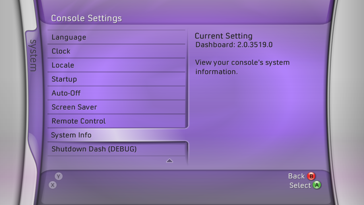 System Info button System Info button