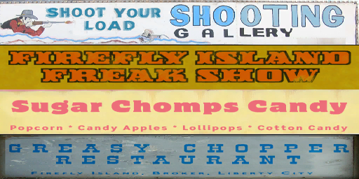 Unused "Sugar Chomps Candy" sign in Firefly Island.