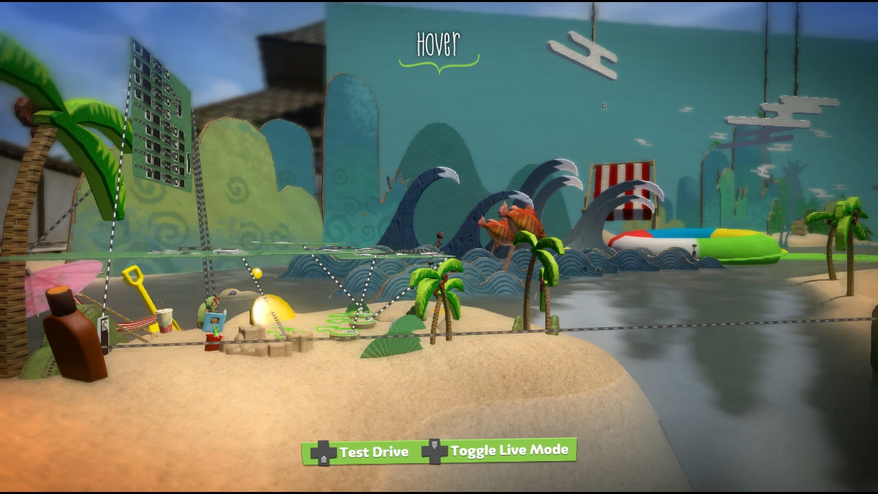 Screenshot of Turtle Island VS showing Ray's island (left) and the opening shot's backdrop (right). The level's Fogginess has been set to 0% for clarity. Screenshot of Turtle Island VS showing Ray's island (left) and the opening shot's backdrop (right). The level's Fogginess has been set to 0% for clarity.