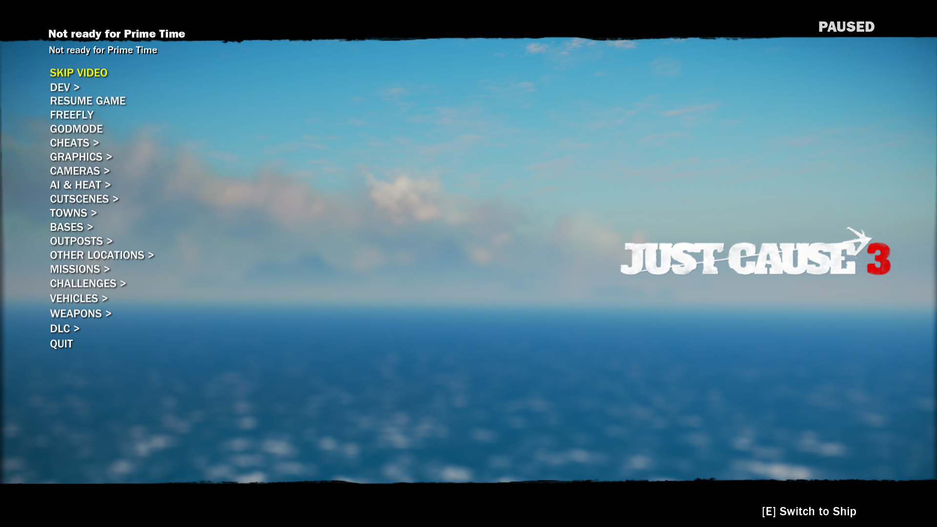 The first page of the beta's dev menu. The first page of the beta's dev menu.
