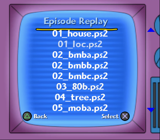 Contents of the : Debug Replay : menu on PS2 Contents of the : Debug Replay : menu on PS2