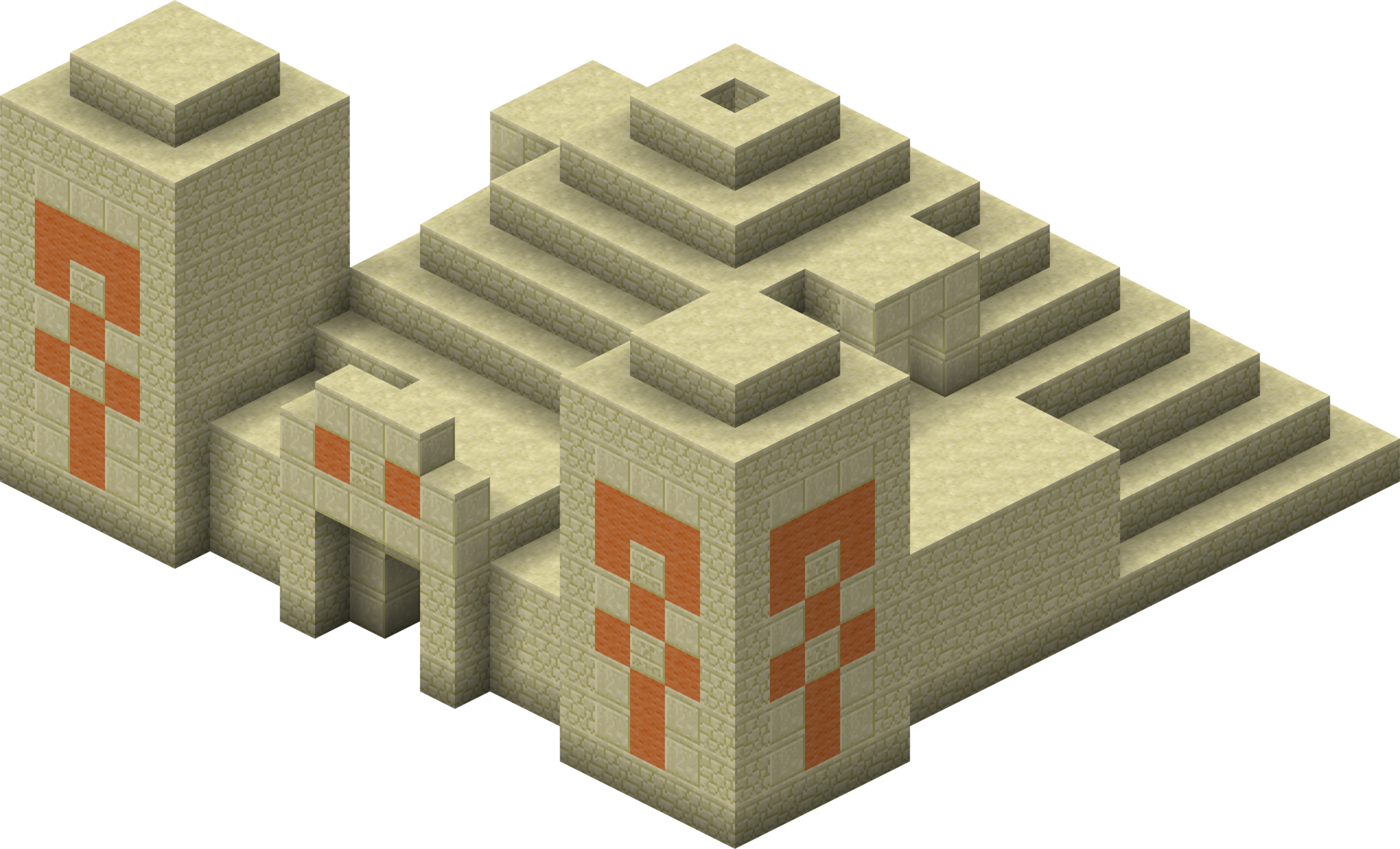 An isometric render of a desert temple/pyramid.